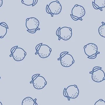 Green tangerine leaf line vector seamless pattern Illustrazione stock