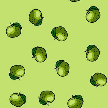 Green tangerine leaf vector seamless pattern 库存插图