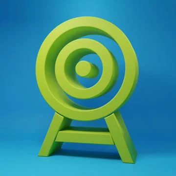 Green Target with arrow icon isolated on blue background. Dart board sign. .. Stock Illustration