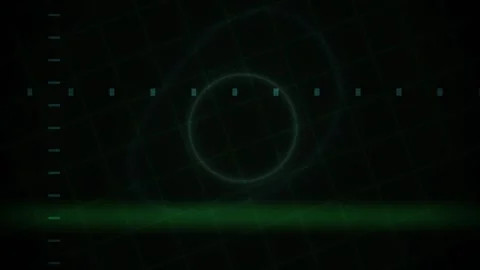 Green Target Radar Screen with Grid Lines and Glowing Circle for Technology.. Stock Footage 343723059