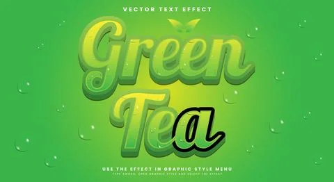 Green Tea 3d editable text effect Template Stock Illustration