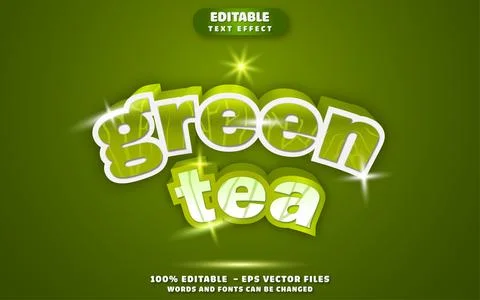 Green Tea 3D Editable Text Effect Vector Design Stock Illustration