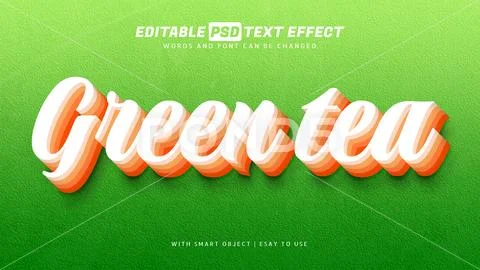 Green tea 3d style text effect PSD Template