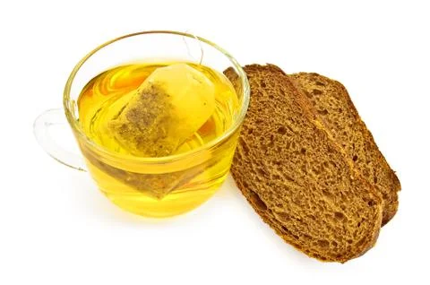 Green tea and bread Stock Photos