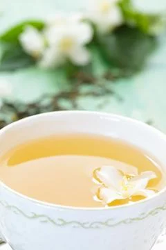 Green tea and jasmine. Stock Photos