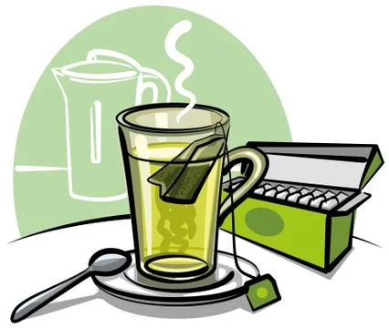 Green tea and tea bags Stock Illustration