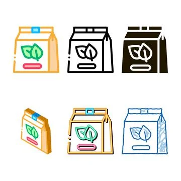 Green tea bag designs icon vector outline 库存插图