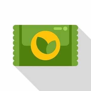 Green tea bag packaging displaying natural leaf icon Stock Illustration