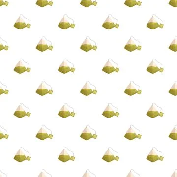 Green tea bag pyramid pattern for healthy beverage concept Stock Illustration