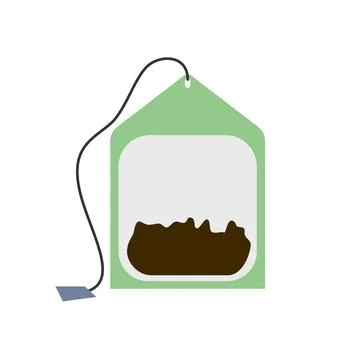 Green Tea bag with a string vector illustration icon clip art Stock Illustration