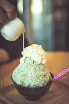 Green tea bingsoo. Stock Photos