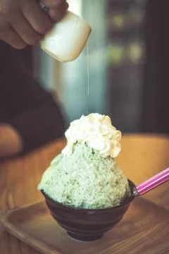 Green tea bingsoo. Stock Photos