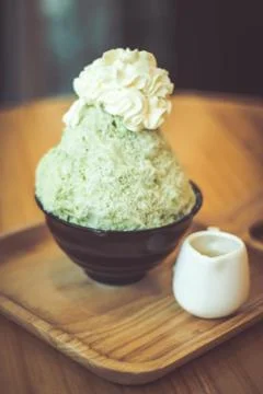 Green tea bingsoo. Stock Photos