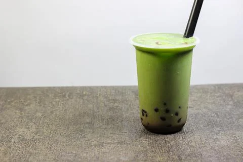 Green tea with bubble Stock Photos