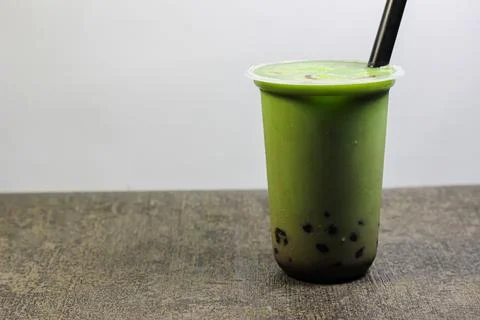 Green tea with bubble Stock Photos