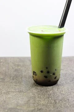 Green tea with bubble Stock Photos