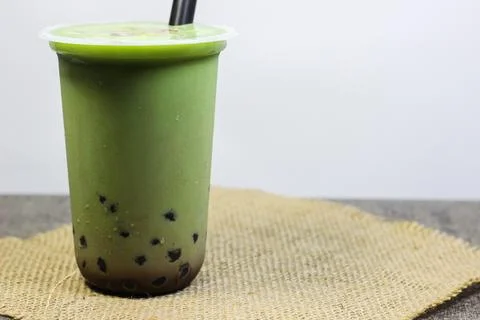 Green tea with bubble Stock Photos