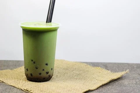 Green tea with bubble Stock Photos