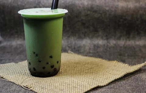 Green tea with bubble Stock Photos