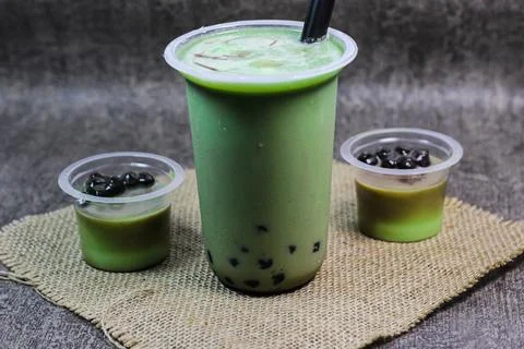 Green tea with bubble Stock Photos