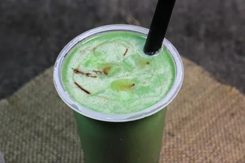 Green tea with bubble Stock Photos