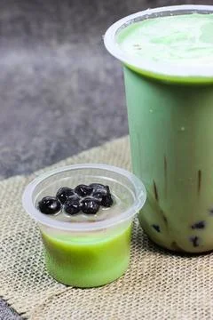 Green tea with bubble	 Stock Photos