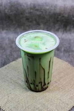 Green tea with bubble Stock Photos