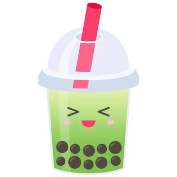 Green tea, Bubble tea vector illustration Stock Illustration