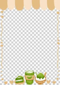 Green Tea Cafe Style A4 Border Design Stock-Illustration