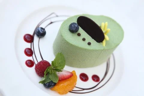 Green tea cake Stock Photos