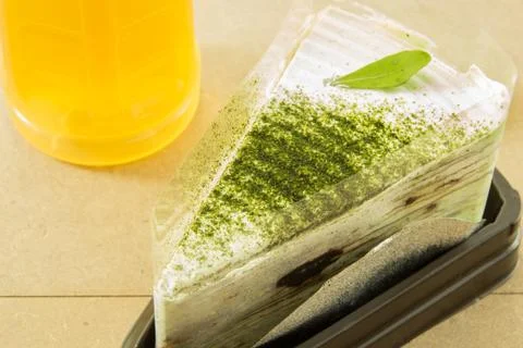 Green tea cake Stock Photos