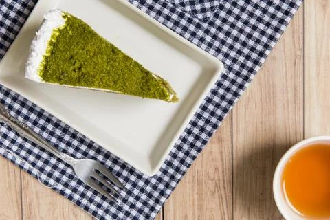 Green Tea Cake Stock Photos