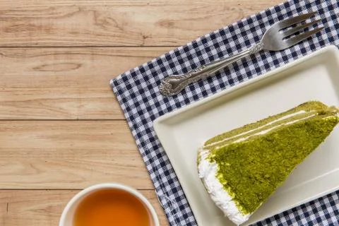 Green Tea Cake Stock Photos
