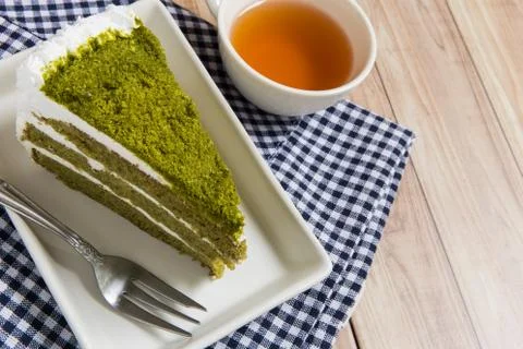 Green Tea Cake Stock Photos