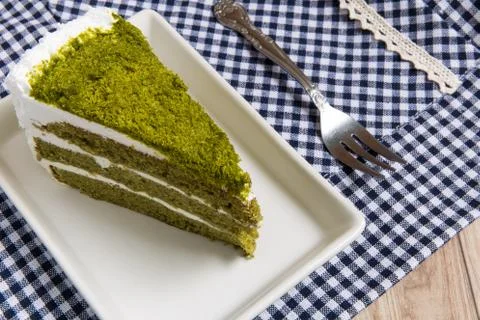 Green Tea Cake Stock Photos