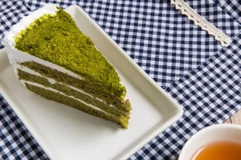 Green Tea Cake Stock Photos