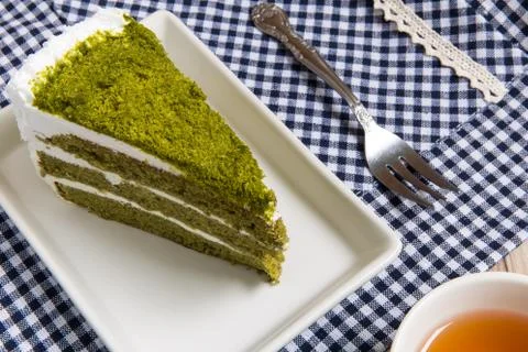 Green Tea Cake Stock Photos