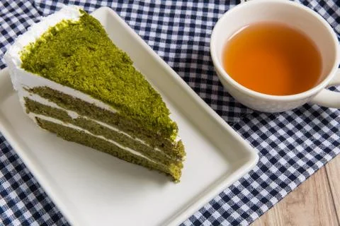 Green Tea Cake Stock Photos