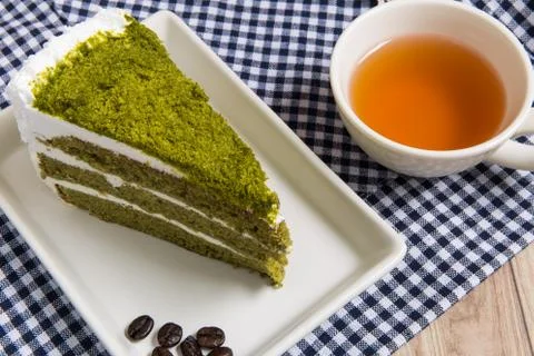 Green Tea Cake Stock Photos