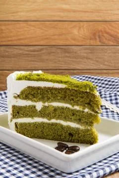 Green Tea Cake Stock Photos