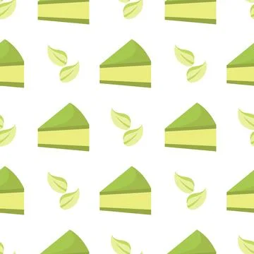 Green tea cake seamless pattern Stock Illustration