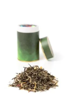 Green tea with can Stock Photos