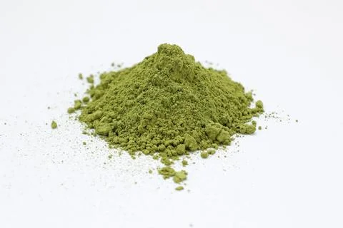 Green tea, closeup of a green tea powder Fotos Stock