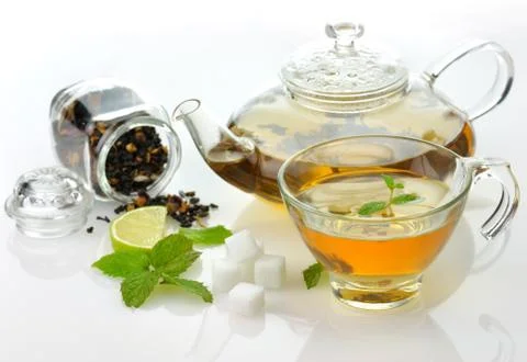 Green tea composition Stock Photos