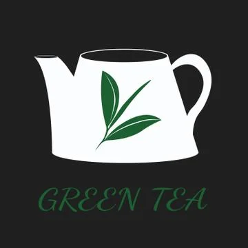 Green tea concept by use three colors and ground black. Stock Illustration