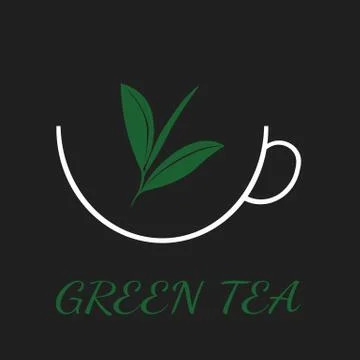 Green tea concept by use three colors and ground black. Stock Illustration