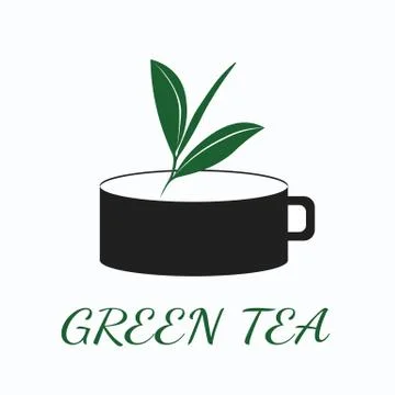 Green tea concept by use three colors and ground white. Stock Illustration