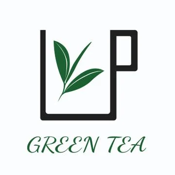Green tea concept by use three colors and ground white. Stock Illustration