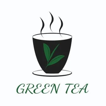 Green tea concept by use three colors and ground white. Stock Illustration