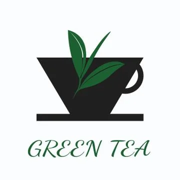 Green tea concept by use three colors and ground white. Stock Illustration